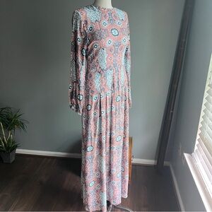 H&M Paisley Print Long Sleeve Maxi Dress Size 14